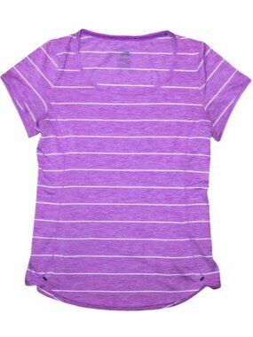 The North Face Mountain Athletics Women's Purple Striped Short Sleeve Top M